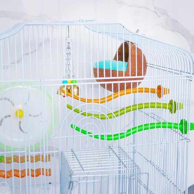 VTurboWay 2 Pack Natural Coconut Shell Parrot Hide Hut Habitat Decor Hanging Nest for Parrot Parakeet Lovebird Finch Canary (with 2 Pcs Warm Pad)