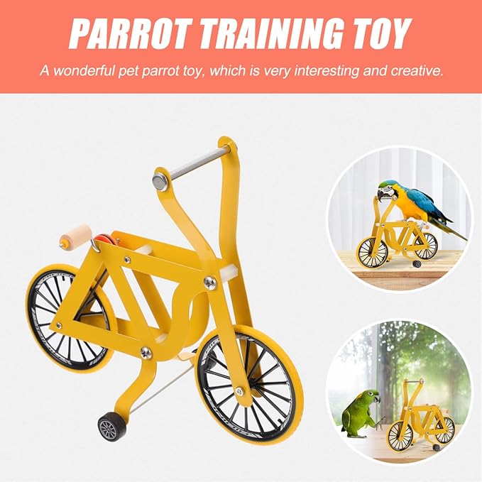 Toddmomy Parrot Bike Toy 7.87 Inch Interactive Bird Training Toy for Parakeets Conures Cockatiels Educational Intelligence Development and Physical Exercise
