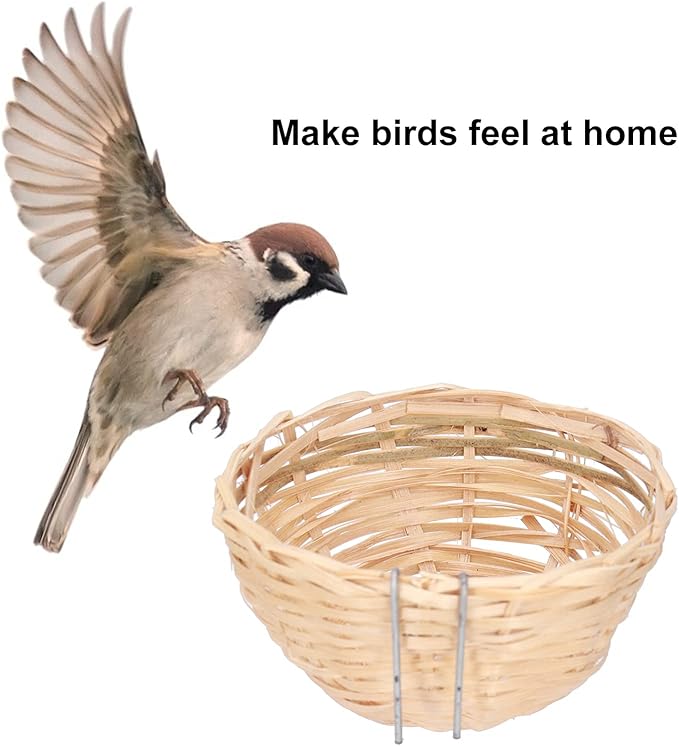TOPINCN 4pcs, Handmade Weaving Breeding Resting Bird House with Hook Decoration for Parrots Canary