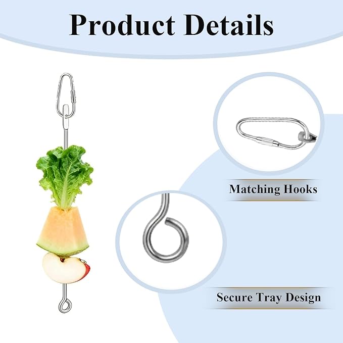 Bird Cage Food Holder Parrot Fruit Vegetable Skewer Hanging Stainless Steel Feeder for Parakeet Cage Accessories Premium Bird Cage Accessories for Cockatiel Conure Practical Present