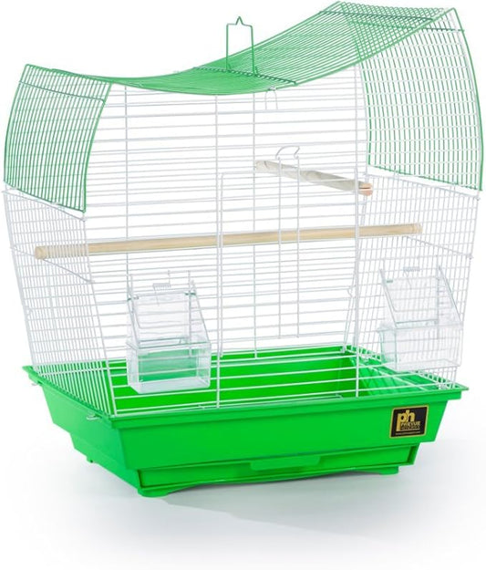 Prevue Pet Products South Beach Wave Top Bird Cage - Ideal for Finches, Canaries, Budgies, and Similarly Sized Birds, Minimal Assembly, Made of Powder-Coated Steel Wire Mesh - Green