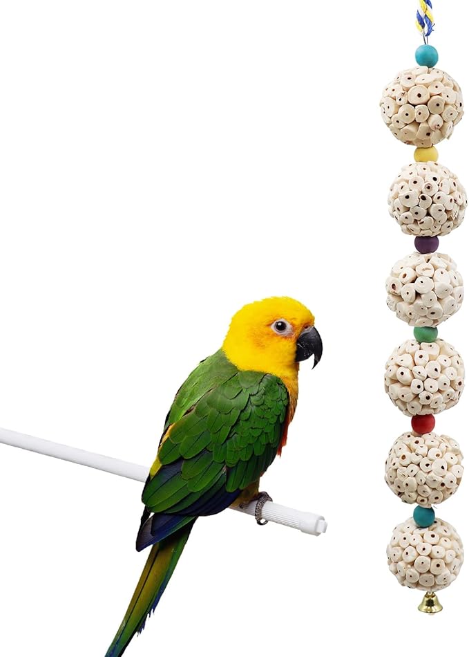 Jinkoozz Bird Chewing Toy, Bird Sola Ball Toy with Bell, Bird Cage Accessories, Cage Toys for Cockatiel Parakeet Parrot Budgies Rat Hamster Chinchilla Rabbit Bunny African Grey
