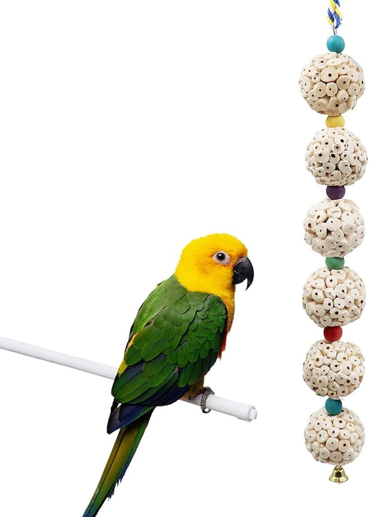 Jinkoozz Bird Chewing Toy, Bird Sola Ball Toy with Bell, Bird Cage Accessories, Cage Toys for Cockatiel Parakeet Parrot Budgies Rat Hamster Chinchilla Rabbit Bunny African Grey