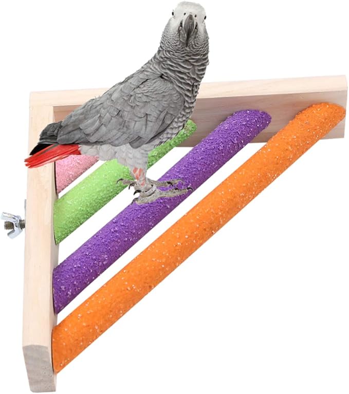 Bird Perch Platform Wooden Parrot Stand Birdcage Corner Playground Colorful Right Angle Perches for Parakeet Cockatiel Guniea Pig Small Animals Random Color