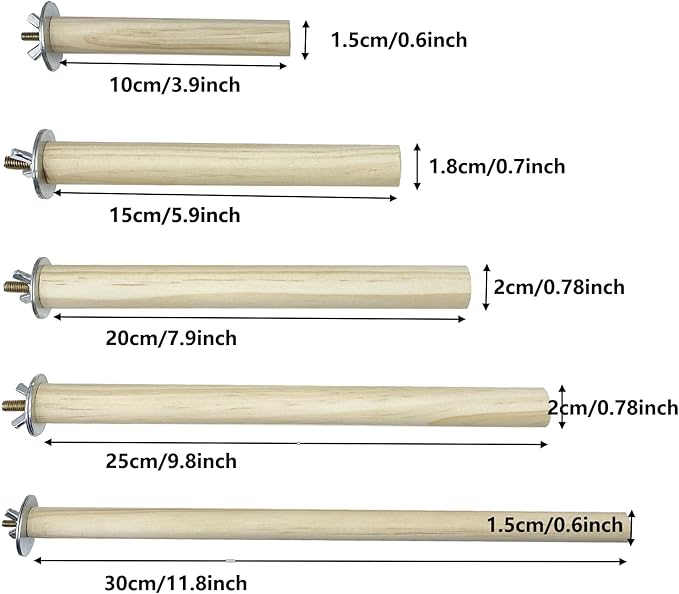 7 PCS Natural Parrot Perch Bird Stand Fork Parakeet Climbing Standing Branches Toy for Small Lovebirds Budgies Cockatiels
