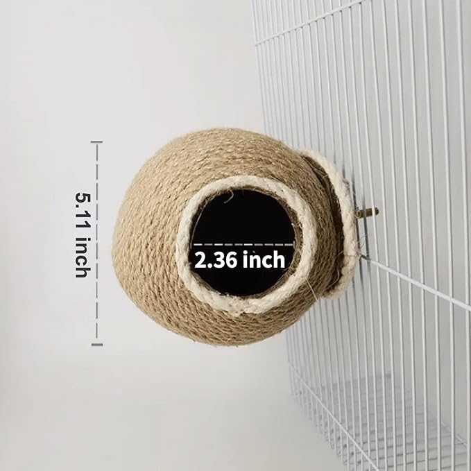 Nest for Birds Bird Nest House Natural Coconut Shell Simulation Birdhouse Grass Bird Hut Parakeet Nesting Box (Hemp Rope)