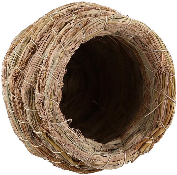 Straw Bird Nest?YOUTHINK Straw Bird Nest Straw Woven Bird Nest Handwoven Birdcage Hanging Bird House Outside Hummingbird House for Parakeet Cockatiel