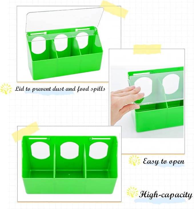 2 Pack Pigeon Plastic Feeder Bird Slot Feeder Dove Food Feeding Hanging Box for Poultry Pigeon Parrot Budgie Parakeet Cage (Three Holes)