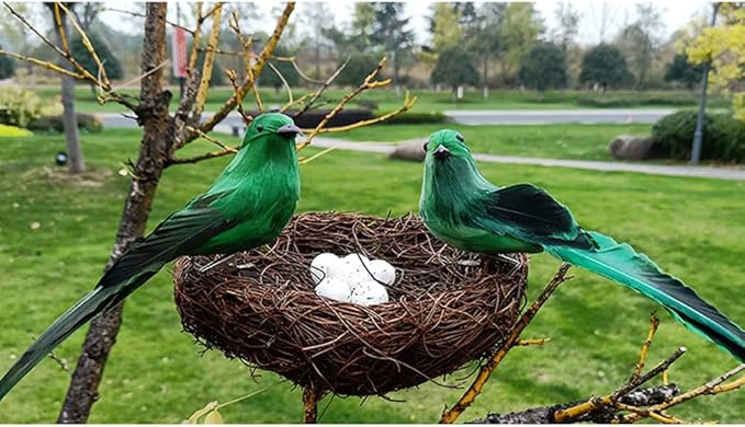 Artificial Bird Nest with Bird and Eggs, Artificial Feathered Birds Nest Eggs Easter Decor Home Ornament for Home Garden Decoration DIY Craft Tree Decoration
