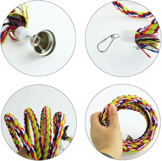 2pcs 63in Bird Perch Rope Bungee Bird Toy Pure Natural Parrot Cage Parrot Chewing Toy