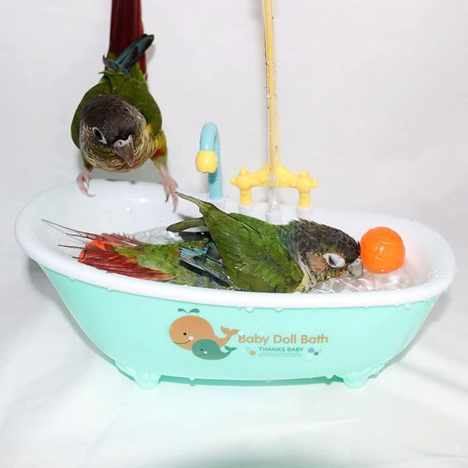 Bird Bathtub Shower Bathing Tub Parrot Perch Bath Basin Shower Bowl for Tiny Small to Birds Easy to Clean Bird Bath Tub for Cage Indoor Parrot Automatic Bathtub