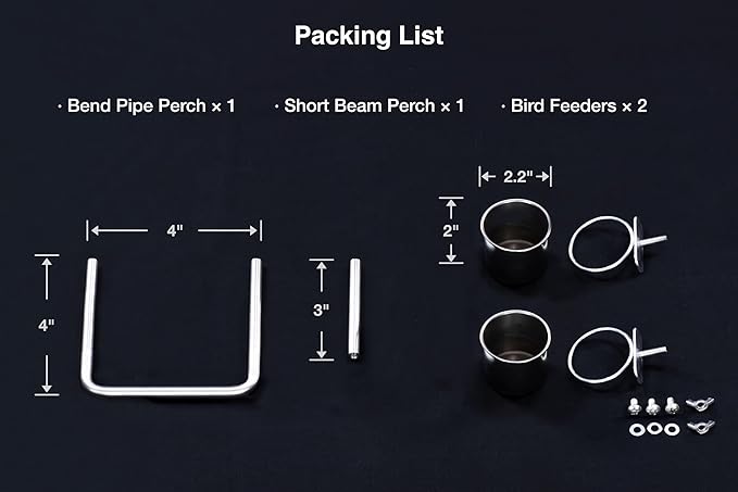 GuineaLoft™ Accessories Pack – Bend Pipe Perch, Beam Perch & Feeder – Compatible with Model-ET Cage - Visit The Guinea Loft Store