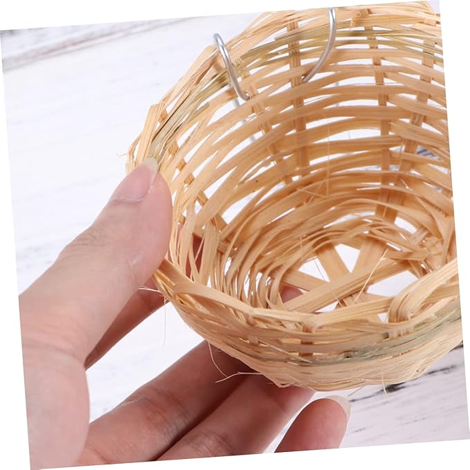 Mipcase 6pcs Handmade Bamboo Bird Nest Hook Country-Style Nest for Birds and Parrots Natural Bamboo Breeding Box for Pets Cozy Hanging Shelter for Your Aviary Decor
