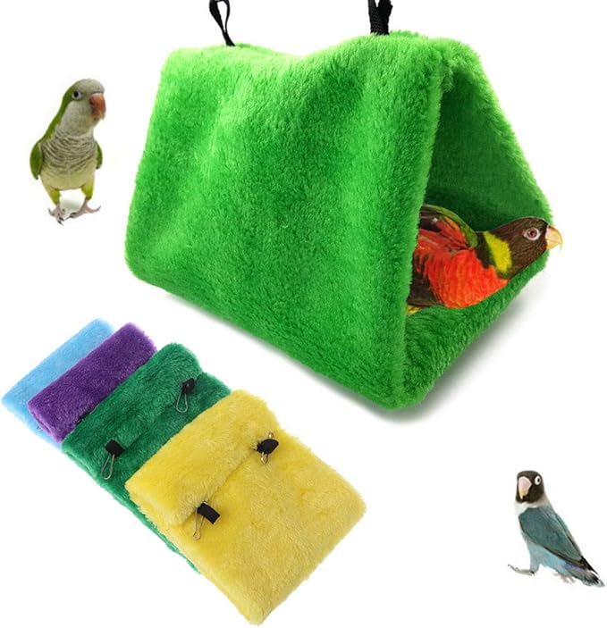 Winter Warm Bird Nest House Hut Hammock for Parrot Budgies Parakeet Cockatiels Cockatoo Conure Lovebird (Medium, Blue)