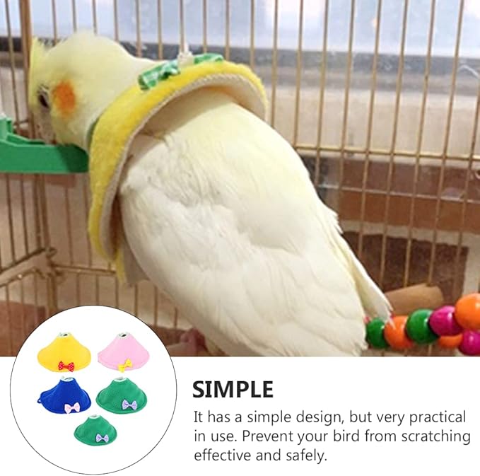 balacoo 5pcs Bird Protective Neck Collar Pecking Prevention Healing Neckerchief for Parrots and Cockatiels Adorable Design Easy to Use and
