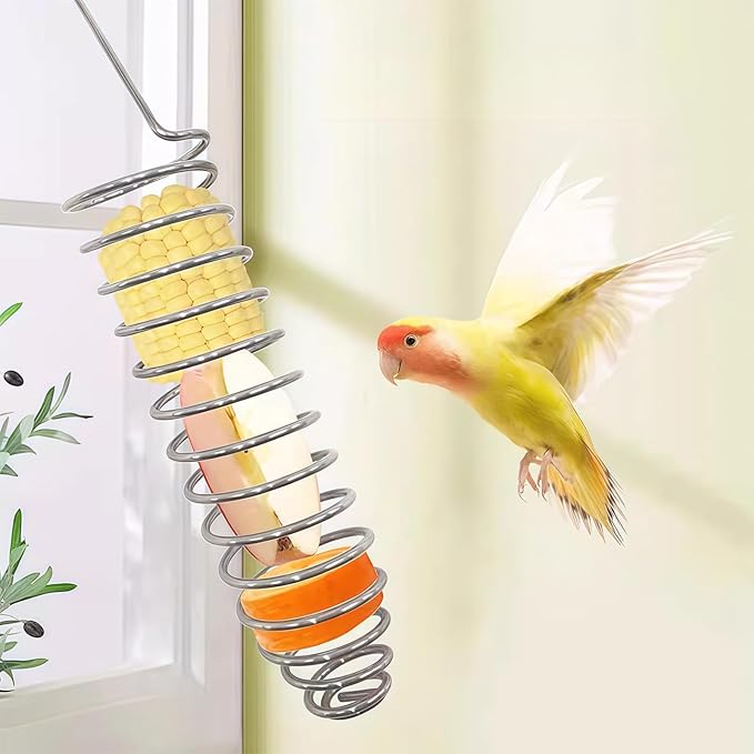 1 Pack Small Bird Millet Spray Holder & Snack Feeder - Hanging Parrot Treat Stand with Cuttlebone & Mineral Block for Beak Exercise, Metal Cage Accessories for Small Parrots & Parakeets Gifts