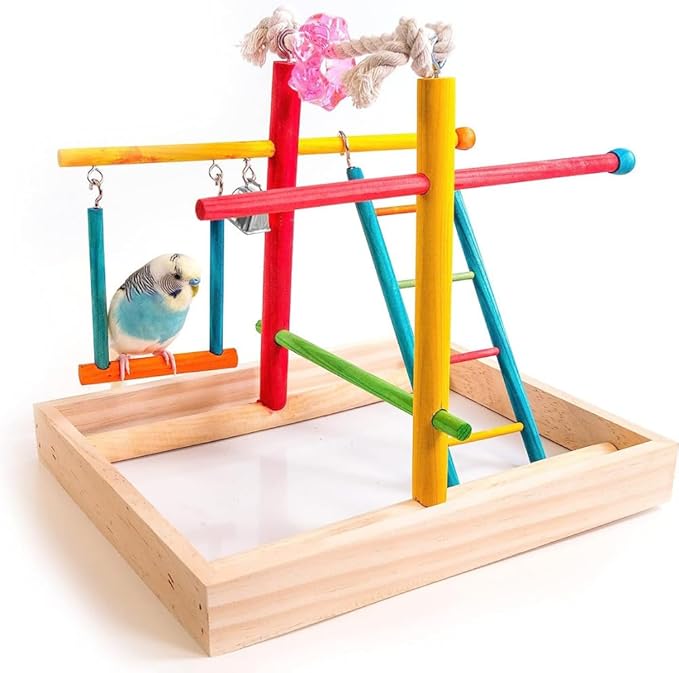 Penn-Plax Bird Life Wooden Playpen – Perfect for Parakeets, Lovebirds, Parrotlets, Cockatiels, and Green Cheek Conures – Medium
