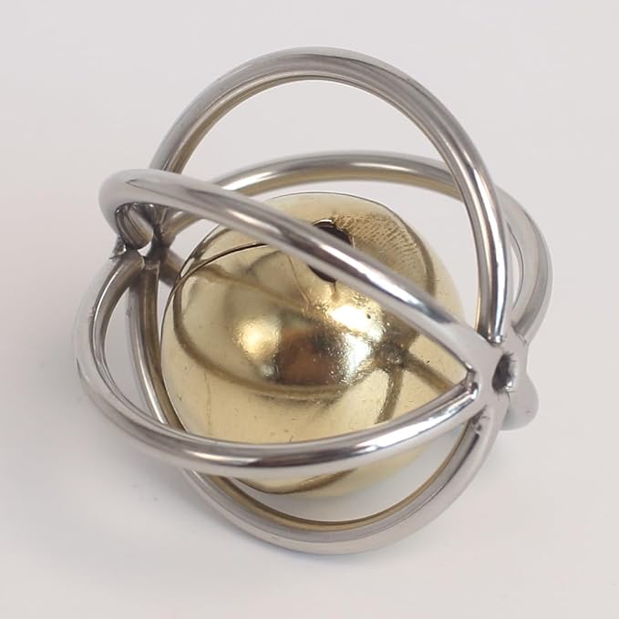 Fosrion Heavy Duty Stainless Steel Bird Toy for Small and Medium-sizid Parrots - Chew-Proof Foraging Ball with Bell for Macaws, Cockatoos, African Greys (Small)
