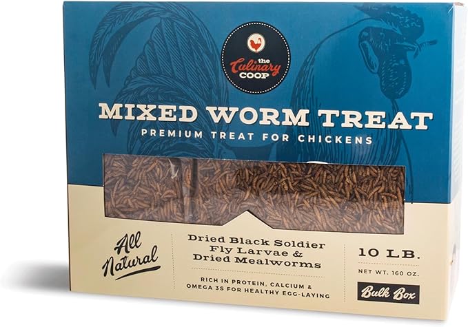 Fluker's Culinary Coop Bulk Dried Mealworms & Soldierworms, Premium Organic Dried Worm Mix for Chickens-High Protein & Omega 3 Chicken Feed for Wild Birds & Chicken Treats for Laying Hens, 10lbs