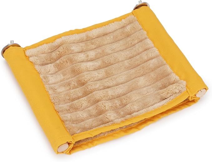 Wontee Hamster Plush Hammock Bird Hanging Bed Nest for Rat Squirrel Chinchilla Gerbil Guinea Pig Small Parrot Budgie Parakeet Lovebird Canary (M, Yellow)