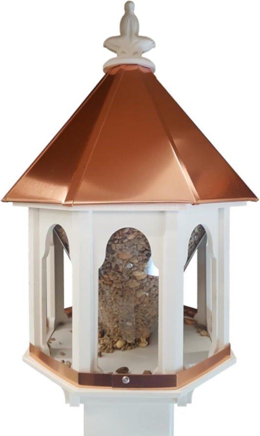 Wild Bird Feeder Solid Cellular PVC Clear Copper Roof (F8C) Made in the USA (5.5" x 5.5" Mount)