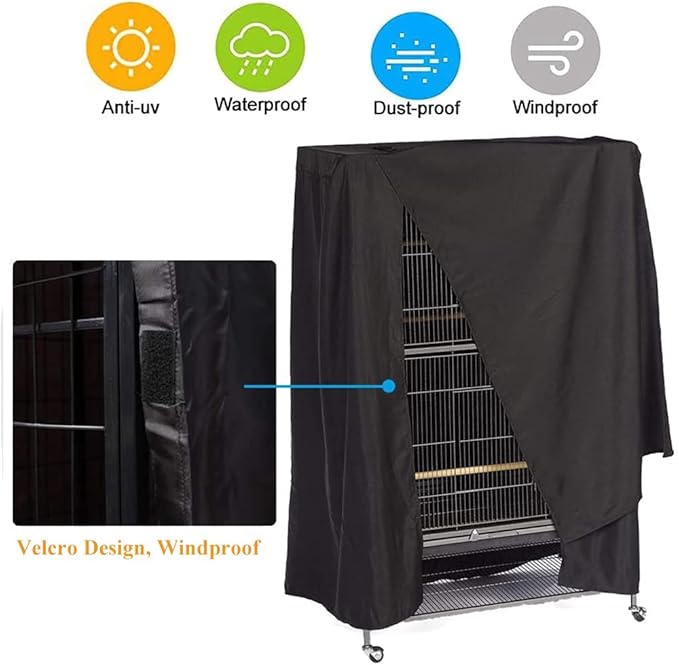 Bird Parrot Cage Cover Waterproof Sun Square Rolling Stand Birds Parrots Cages Covers Good Night Parrot Birdcage Protector Covers (41x27x48in)