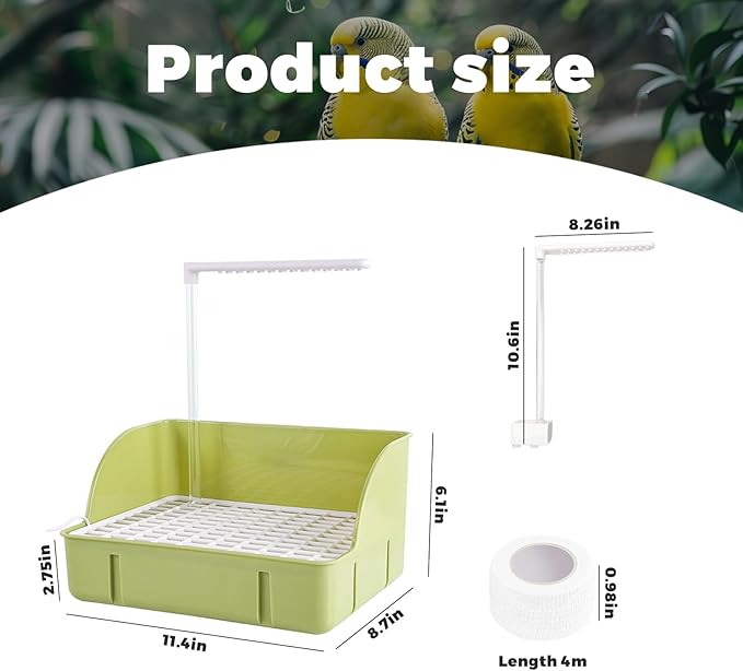 Parrot Bathtub, Large Bird Shower Fountain, Automatic Bird Bath, Parrot Bath Shower, Automatic Bathtub with Circulating Faucet, Indoor Fountain with USB Pump, Green