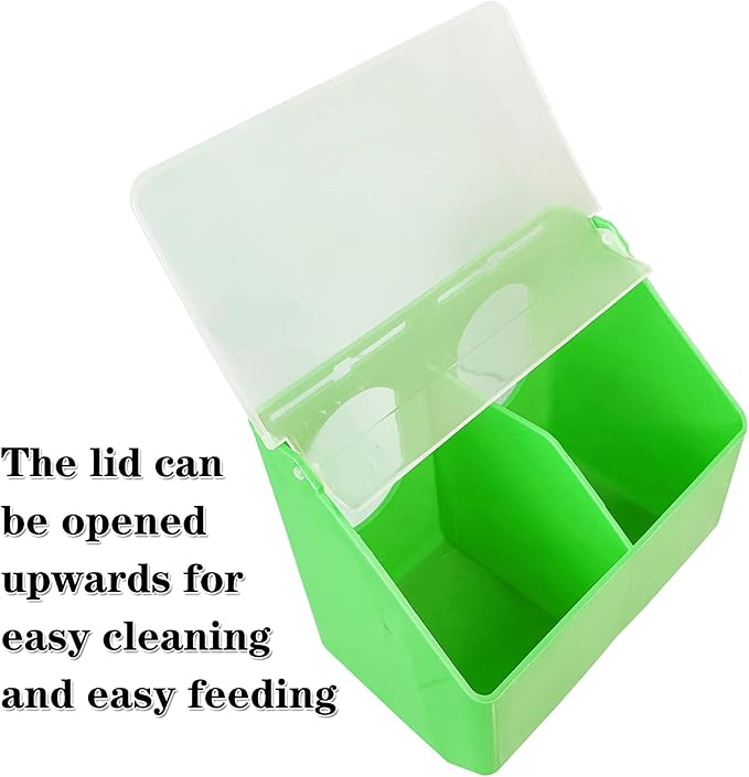 Pigeon Feeder Water 2 Pack Quail Bird Chicken Feeder Water Dispenser Drinkers with 2 Hole Pet Bowls & Feeders Eat Food (Two Hole (Green))
