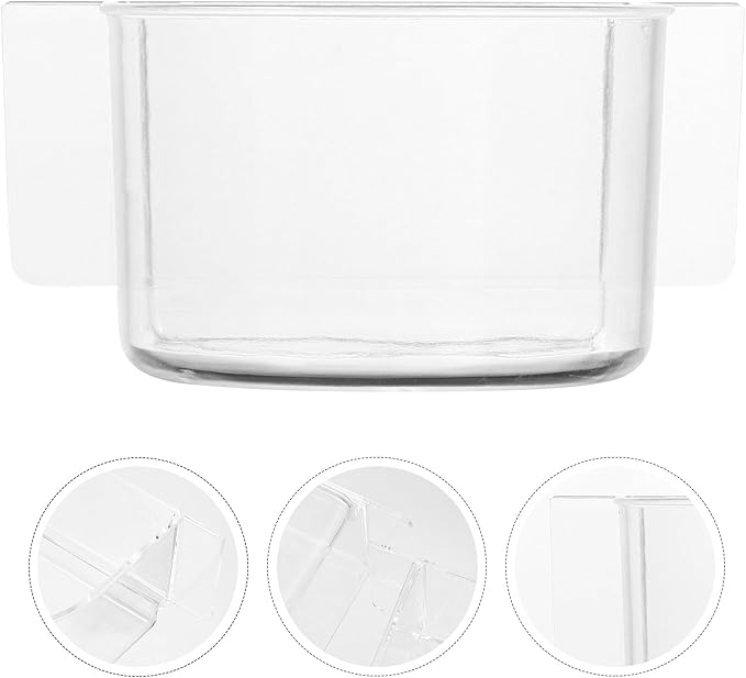 Ipetboom 4 pcs Bird Cage Feeder: Clear Thick Semicircle Seed Water Food Trough Cups - Small Animal Dish Container Box for Birds Pigeon Chicken, Transparent Cage Accessories, 4X3.2X2in