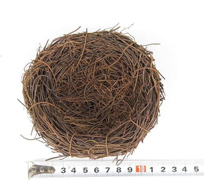 Artificial Birds Nest,4 Set Handmade Natural Easter Fake Birds Nest Rattan Bird Nests DIY Craft Tree Decoration Simulation Bird Nest for Wedding Home Garden Party Decor,12cm