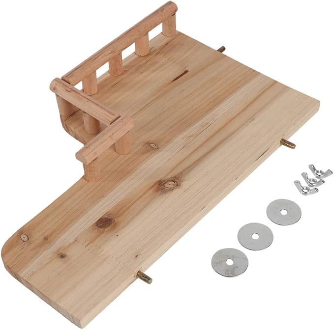 Birdcage Stands Hamster Climbing Platform, Wooden Rest Platform with Railing Small Pet Wooden Toys for Guinea Pig Chinchilla Small Animals Climbing