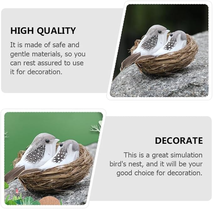 3 Set Artificial Bird Nest with Foam Eggs Simulated Twig Birds Nest Decoration for Easter Garden and Home Ornament