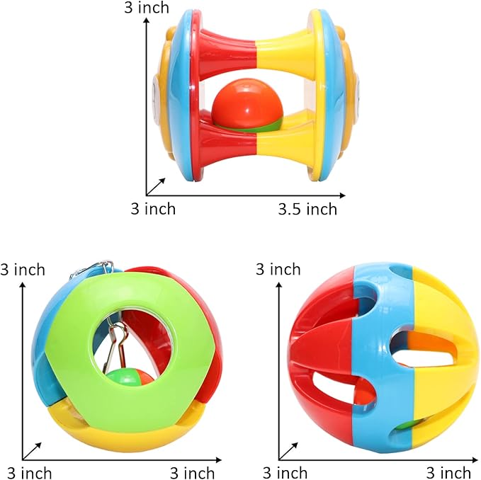 Wontee Bird Hanging Ball with Bell Colorful Chewing Treat Toy for Parrot Parakeet Cockatiel Conure Lovebird Dog Puppy Cat (1 PCS-Random)