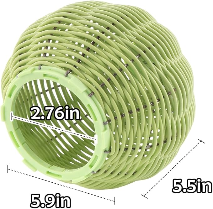 VTurboWay Rattan Bird Nest Chew Resistant Steel Frame Nest Parrot Egg Laying Breeding Nest for Small Bird Lovebird Canary Budgie Finch (Green)