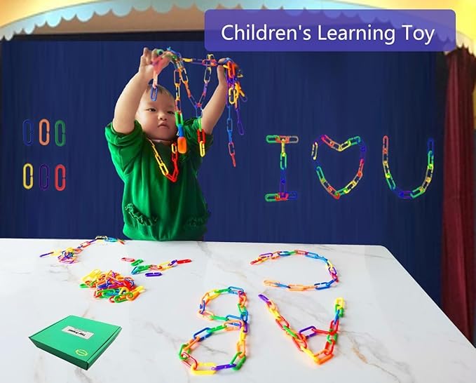 600-Piece Rainbow Plastic Chain Links & Toys - Interlocking C-Clip Bird Cage Accessories for Parakeets, Sugar Gliders, Small Pets (Climbing/Swinging Toys)
