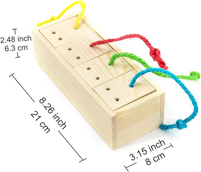 YINGGE Wooden Bird Foraging Feeder Toys, Intelligence Toys for Medium and Large Parrots Sun Conures, Caique, Cockatoo, African Grey, Macaws, Amazon