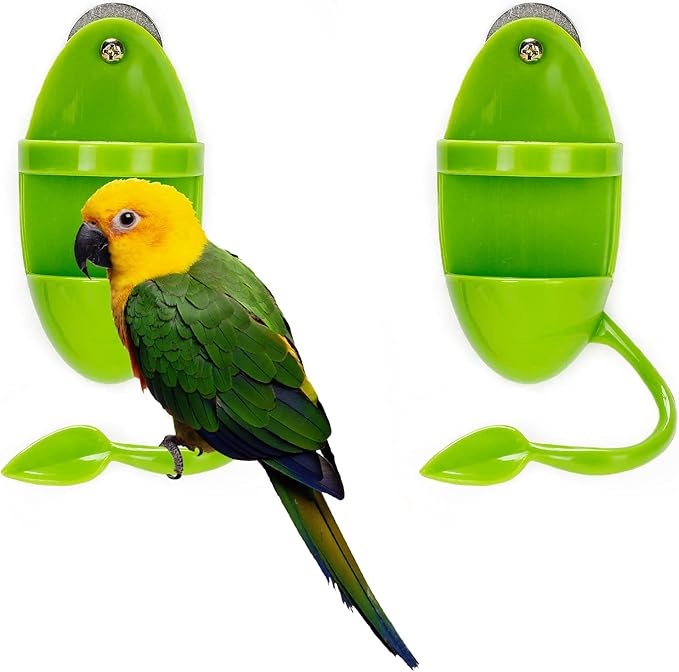 2Pcs Plastic Cuttlebone Holder Bird Feeding Cup Rack - Fruit & Gnawing Accessories for Bird Cage & Parrot