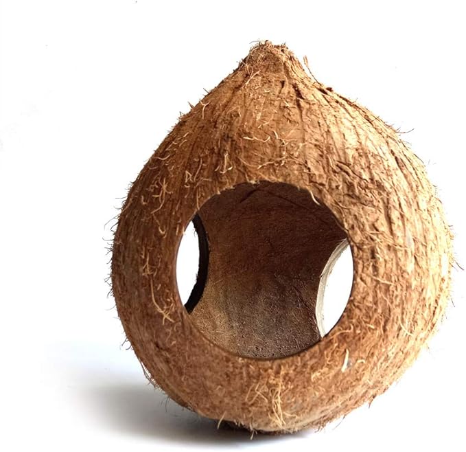 Aquarium Decor Fish Tank Three Hole Coconut Shell Dodge Hole Fish Cave Hole Shelter House Shrimp Nest/Bird's Nest (Rough-3 Big Holes)