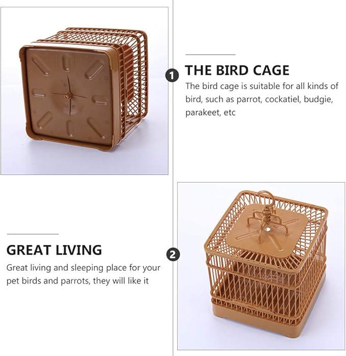 STOBOK 1Pc Hanging Bird Cage, 23x23x32cm Hanging Bird House Bird Travel Carrier for Budgie Lovebird Parrot Parakeet