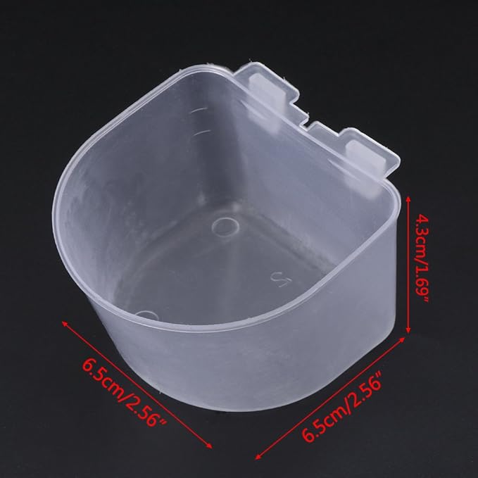 5 Pack Bird Feeding Cups Transparent Cage Hanging Bowls, Small Food Water Dish with Hook for Parakeet Cockatiel Finch, Pet Bowl