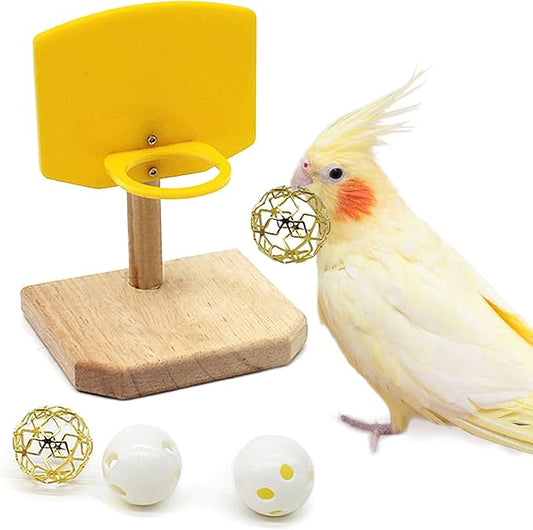 QBLEEV Bird Basketball Toy - Parrot Activity & Foraging Toys, Bird Training Gym