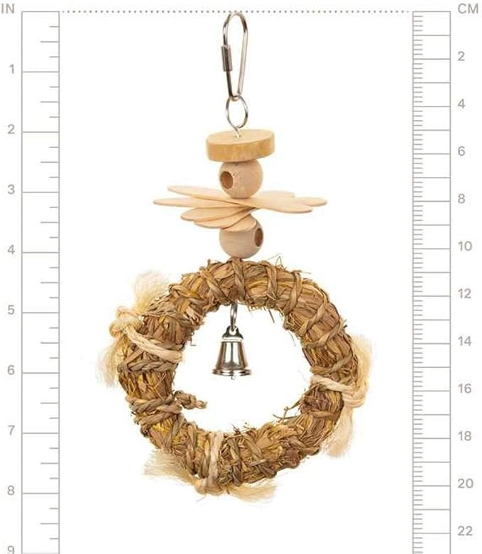 Prevue Pet Products Crown Bird Toy - Natural Sound & Movement Activity Toy, for Small to Medium Birds, Hanging Cage Accessories with Bell & Beads for Engaging Play