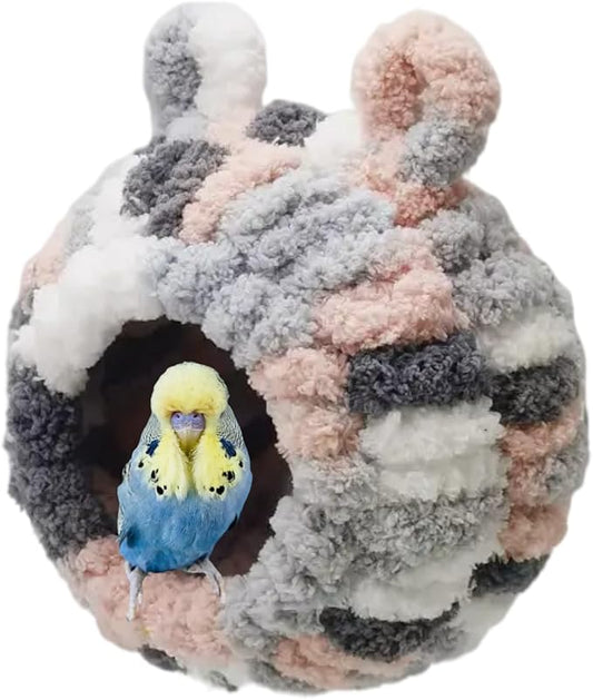 Winter Warm Bird Nest Bed Hanging Hammock Snuggle Hut Parrot House Tent Toy Bird Cage Perch for Bird Budgies Lovebird Finch Hamster Chinchilla Guinea Pig (Pink)