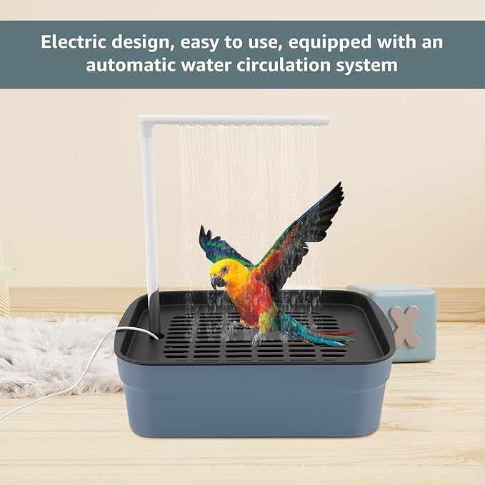 Parrot Bathtub, Automatic Bird Bath Shower with Circulating Faucet, Electric Cockatiel Bathing Pool for Pet Bird, Automatic Circulating Water Birds Shower for Budgie Lovebird, Birds Cage Accessory