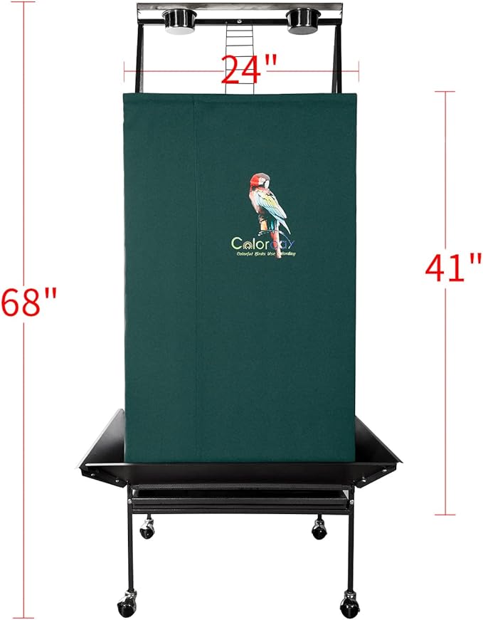 Colorday Good Night Bird Cage Cover for Large Bird Cage with Play Top (Patented), Green 68"
