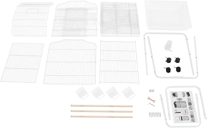 Large Bird Cage with Stand & Wheels, Freestanding Parakeet Birdcage with Feeding Bowls & Waterer, 54 Inch Bird Flight Cages for Parrot Canaries Cockatiels Budgie Parrotlet (White)