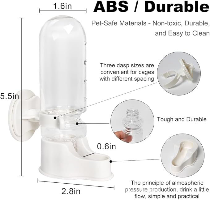 Bird Water Dispenser for Cage, 3.7 FL OZ, Automatic Bird Water Feeder ABS Suspended Parrot Cage Food Bowl Drinker, for Parakeet, Cockatiel, Budgie, Conure, Lovebirds