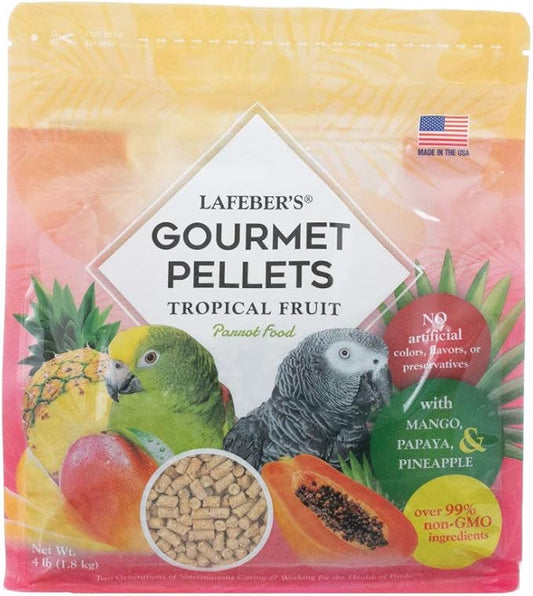 LAFEBER'S Tropical Fruit Gourmet Pellets Pet Bird Food, No Added Sugar, Made with Non-GMO and Human-Grade Ingredients, for Parrots, 4 lb