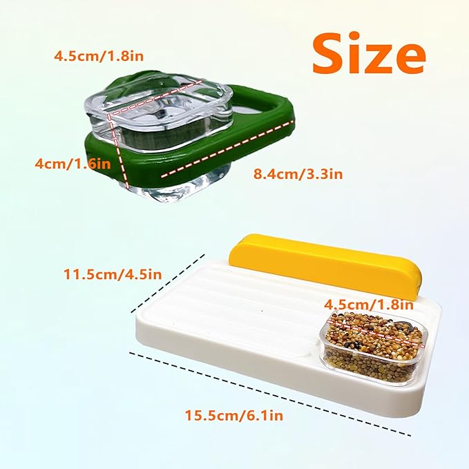 Hamiledyi Bird Cage Feeder with Platform Bird Feeding Cups with Perch Stand Feeder Bowl Cage Accessory for Parakeets Conures Cockatiels Parrot Lovebird