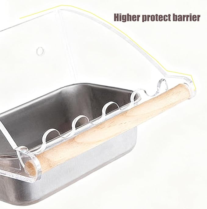 No Mess Bird Cage Feeder with Perch, No Spill Design Hanging Bird Feeders for Small Medium Birds, Easy to Clean Metal Seed Container with Secure Hooks for Indoor Cages Feeding